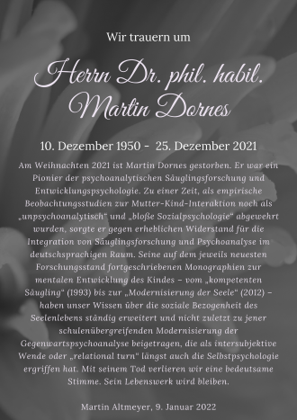 Nachruf Dr. phil. habil Martin Dornes